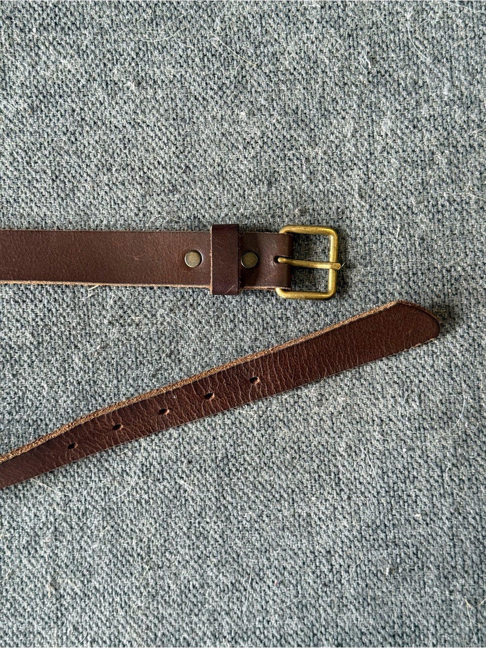 Roots Brown Leather Belt with Brass Buckle - Picture 1 of 1